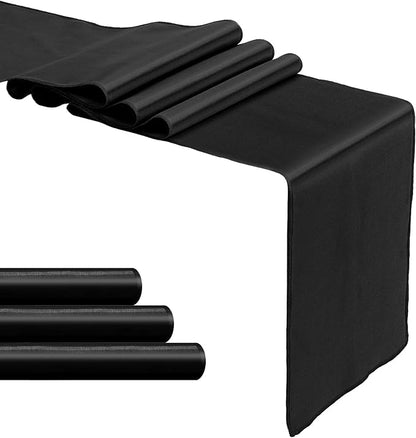 4-Pack Black Satin Table Runner 12 x 108 Inch Long Bright and Smooth Silk - Image 8