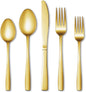 20 Pcs Gold Silverware Set, Stainless Steel Flatware Set by WISKEMA