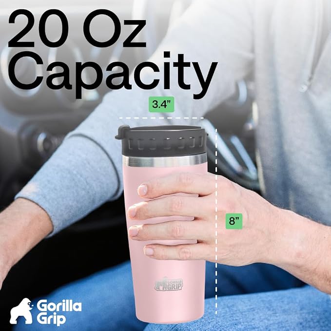 GORILLA GRIP 304 Stainless Steel Double Insulated Travel Coffee Mug, Leakproof - Image 6