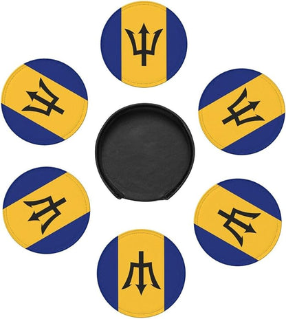 6 Pack Barbados Flag Leather Coaster - Image 3
