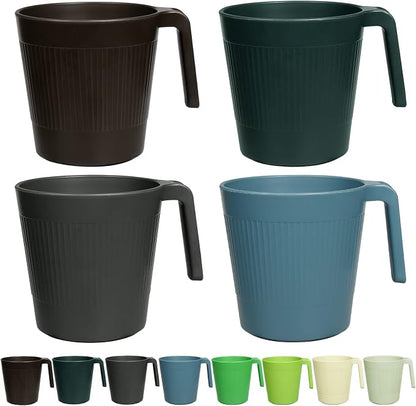 Greentainer Ribbed Drinking Glasses Coffee Mugs Set of 8, Plastic Coffee Cups by Greentainer