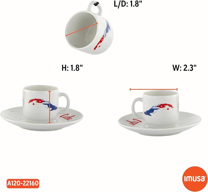 IMUSA 8 Piece Stoneware 1.5 Oz Cuba Espresso Coffee Set - Image 8