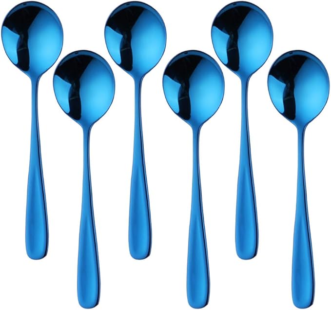 Buyer Star Bouillon Spoon Sets, 7-Inch Round Soup Spoons, Stainless Steel by BuyerStar