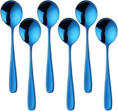 Buyer Star Bouillon Spoon Sets, 7-Inch Round Soup Spoons, Stainless Steel by BuyerStar