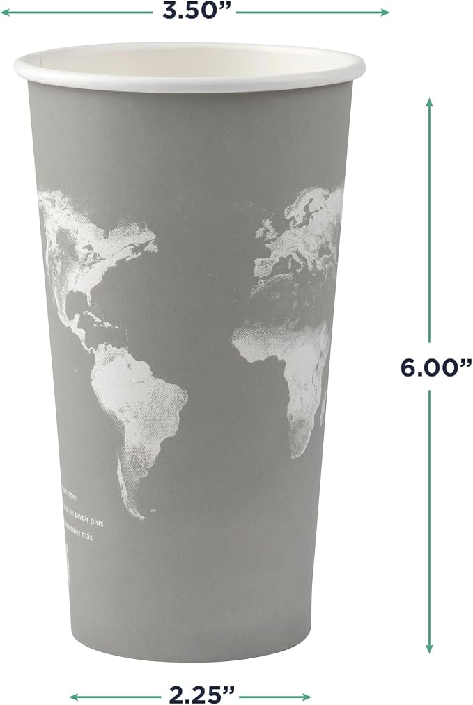 ECO PRODUCTS Compostable Disposable World Art 20oz Large Coffee Cups, Renewable - Image 3