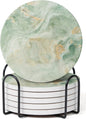 Set of 6 Sage Green Marble Coasters by Hoomey