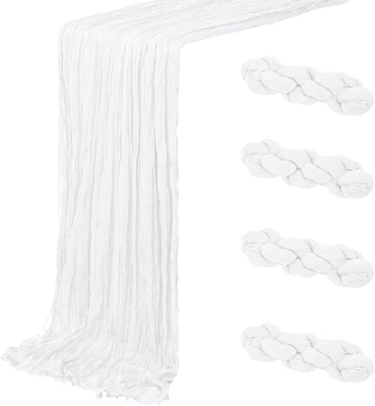 4 Pack White Cheesecloth Table Runner 20 x 120 inch Gauze Table Runners 10 FT by ACSUIT