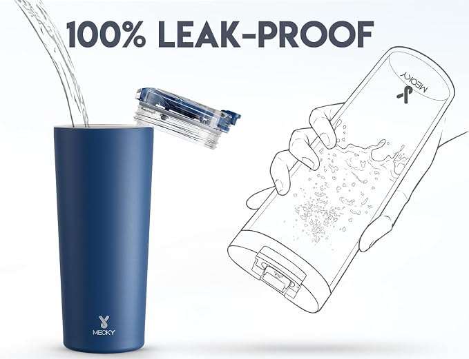 Meoky 24 oz Insulated Travel Coffee Mug: Leak Proof Lid, Sea | Stainless Steel - Image 5