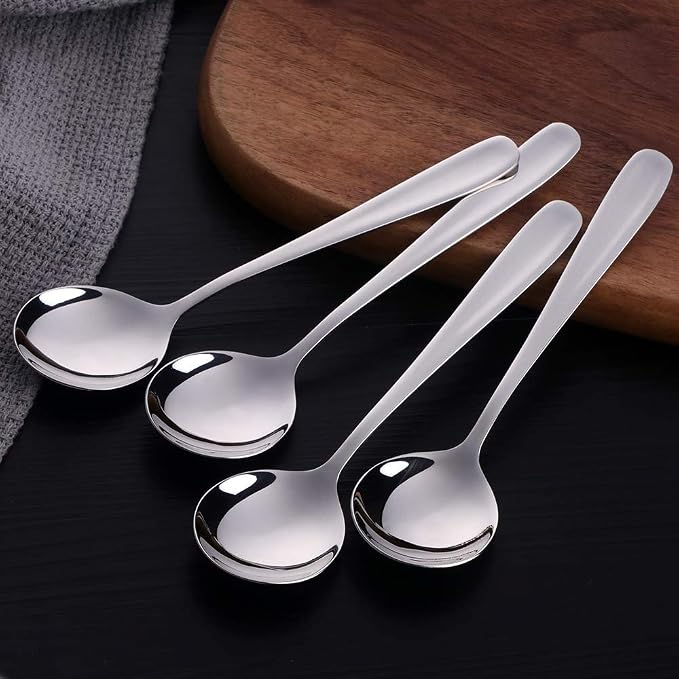 Buyer Star Bouillon Spoon Sets, 7-Inch Round Soup Spoons, Stainless Steel - Image 2