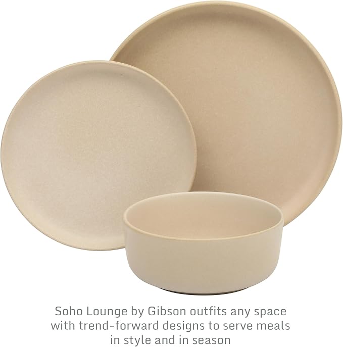 Gibson Elite Pasco 12 Piece Plates and Bowls Reactive Glaze Dishes Stoneware - Image 3