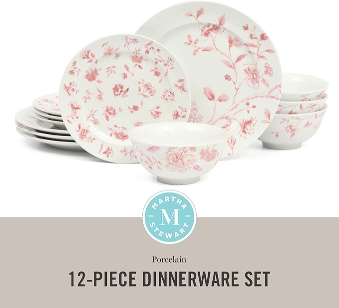 Martha Stewart Empress Bouquet 12-Piece Decorated Porcelain Chip and Scratch - Image 2