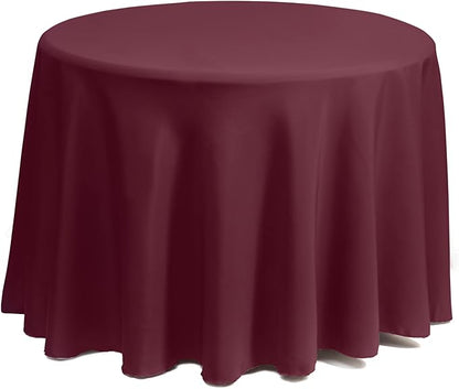 Gee Di Moda Round Tablecloth - 70 Inch Burgundy Round Table Cloth for 24 to 48 Inch Round Tables - Heavy Duty Washable Fabric - for Buffet Table, Holiday Party, Dinner, Wedding & Baby Shower