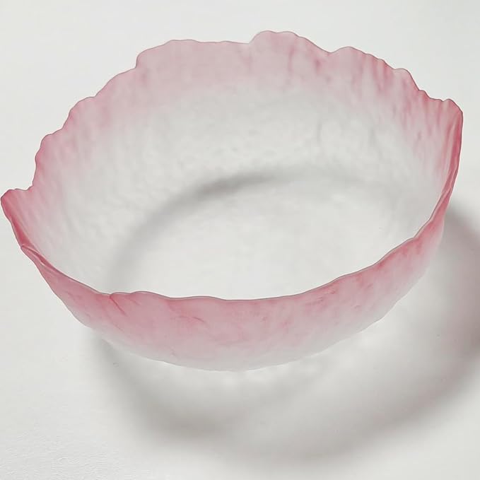 Glass Bowl for Salad Candy Fruit Serving, Decorative Bowl, Dish-Pink 6.5" | by SYXLTSH