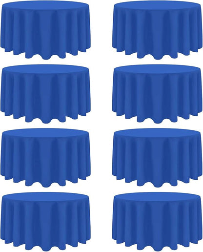8 Pack Royal Blue Round Tablecloth 90 Inch Stain and Wrinkle Resistant Round Royal Blue Table Cloth Reusable and Washable Polyester Fabric Table Covers for Buffet Wedding Party and Banquet