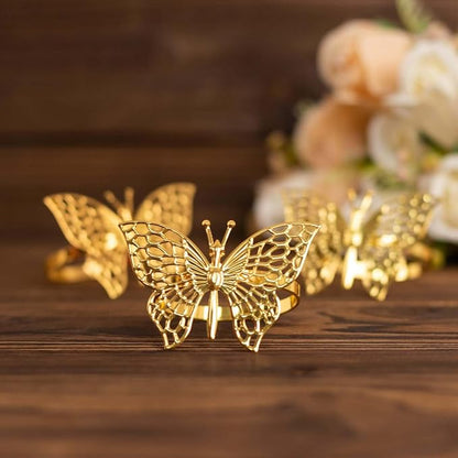Efavormart 4 Pack | Metallic Gold Laser Cut Butterfly Napkin Rings, Decorative - Image 8