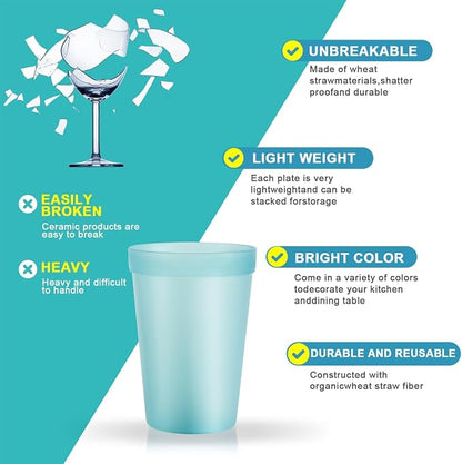 Blwan 8-Pack 15.2oz Plastic Cups, BPA-Free Reusable Drinking Cups, Unbreakable - Image 3