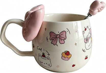 DTIUYIOP-Cute WhiteCat Ceramic Coffee Mug by Unknown