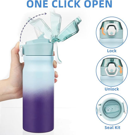 BJPKPK 18 oz Water Bottle with Straw & Handle, Insulated Stainless Flask | Leak - Image 3