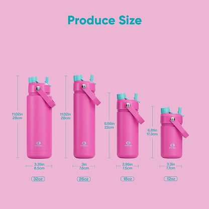 Kids Insulated Water Bottle - 12oz Stainless Steel Water Bottle with Dual Spouts - Image 8
