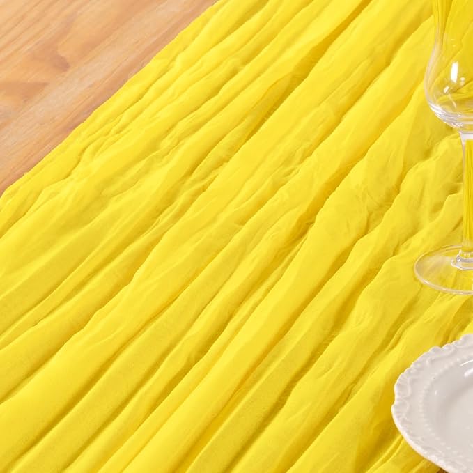 DeZerlor Lemon Yellow Cheesecloth Table Runners 6 Pack Summer Boho Runners | - Image 7