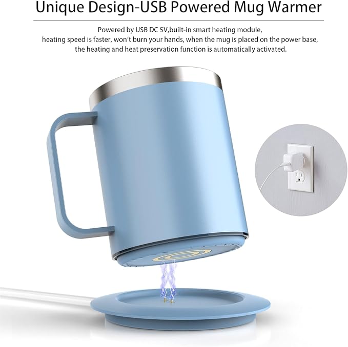 Heated Coffee Mug, Self Heating Electric Mug 131°F, USB Powered Coffee Cup - Image 3