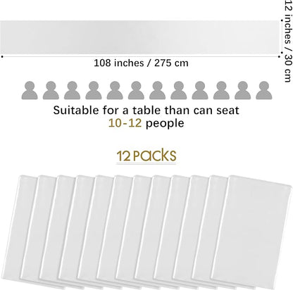 Aneco 12 Pack Satin Table Runner 12 x 108 Inch White Long Wedding Satin Silk - Image 2