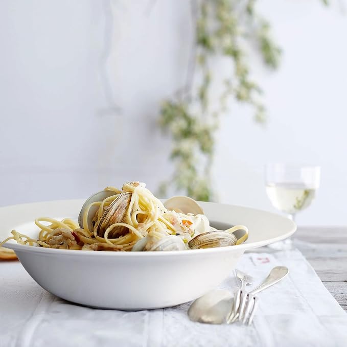 Pasta & Salad Bowls - 40oz White Ceramic Soup Plates - Set of 4 - Image 4