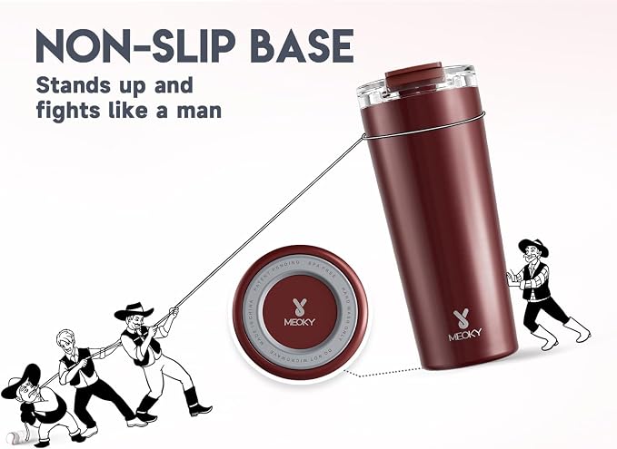 Meoky 24 oz Insulated Travel Coffee Mug: Leak Proof Lid, Mahogany | Stainless - Image 8