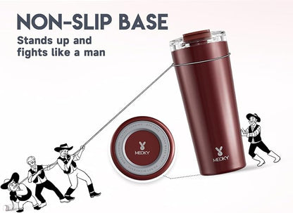 Meoky 24 oz Insulated Travel Coffee Mug: Leak Proof Lid, Mahogany | Stainless - Image 8