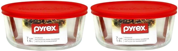 Pyrex 7203 Glass Bowl with Red Lid by Pyrex