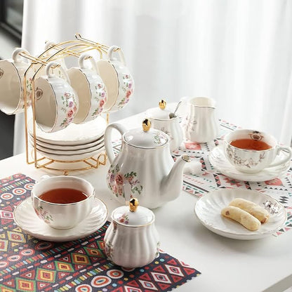 Porcelain Tea Sets British Royal Series, 8 OZ Cups & Saucer Service - Image 5