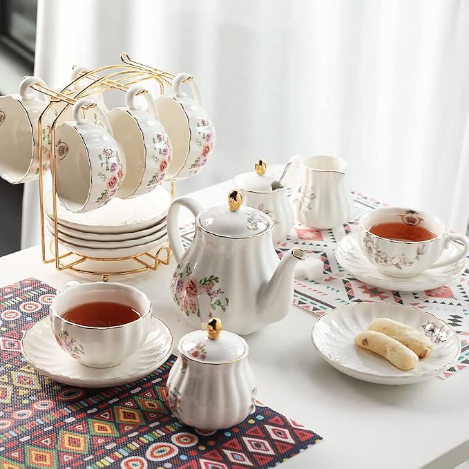 Porcelain Tea Sets British Royal Series, 8 OZ Cups & Saucer Service - Image 5