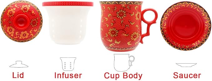 Porcelain Tea Cup with Infuser Lid and Saucer Sets - Image 2