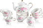 Sweejar Porcelain Tea Set Vintage Floral, British Relief Gold Rim Teapot Cup by Sweejarco1949