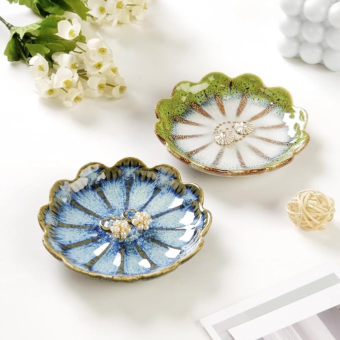 Lotus Ring Holder Dish Small Indoor Ash Tray, Ceramic Dessert Plate Trinket - Image 3