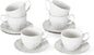 3 oz Espresso Cups Set of 6, Bone China Small Espresso Coffee Cups & Saucers Set by fMBB