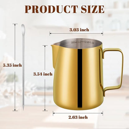 Amrules Milk Frothing Pitcher, 12 oz Milk Frother Cup - Image 2