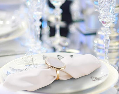 Gold Napkin Rings Set of 4, Natural Agate Slice | Dinner Table Decor - Image 4