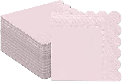 qiqee Grapefruit Pink Cocktail Dinner Napkins 5x5inch Disposable Beverage,Wedding, Birthday Party Dessert Wave Paper Napkins(120 Count)
