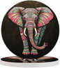 Tribal Elephant Table Coasters for Drinks Vintage Boho Colourful African Animal Isolate Portrait 100% Diatomite Home and Dining Room Bar Decor 4 X 4 X 0.35 Inch for Men Women
