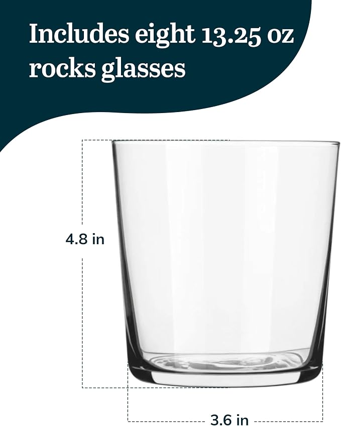 Libbey Café Rocks Glasses Set of 8, Dishwasher Safe Modern Cocktail Glasses - Image 3