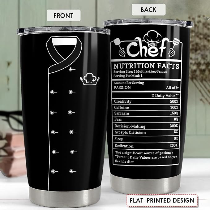 Gifts for Women Men Chef Tumbler 20oz Chef Stainless Steel Insulated Tumblers - Image 2