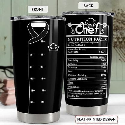 Gifts for Women Men Chef Tumbler 20oz Chef Stainless Steel Insulated Tumblers - Image 2