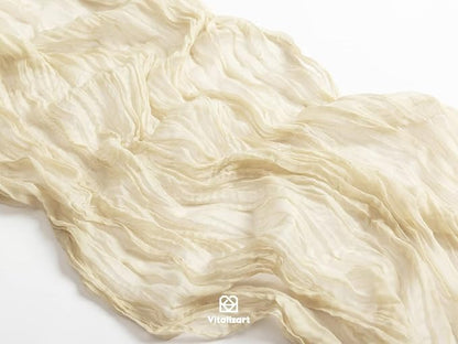 Vitalizart Cheesecloth Table Runner Ivory White 10ft Gauze Boho Rustic | 120 - Image 3