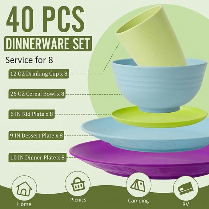 Kitchen Wheat Straw Dinnerware Set | Service - Image 2