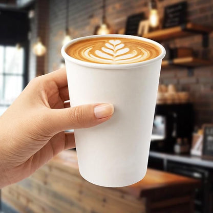 12 oz Paper Coffee Cups, 300 Pack Bulk Disposable White Paper Cups - Image 5