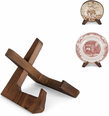 Bowl Stands for Display, 3.5 Inch Plate Holder, Wooden Easel Frame Holder, Display Stand for Large Deep Platters and Dishes, 3.5" H x 4.8" W x 4" D (For Bowls under 2.5" in Depth)