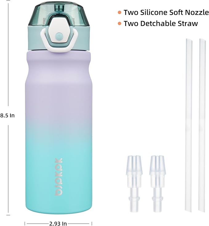 BJPKPK 18 oz Water Bottle with Straw & Handle, Insulated Stainless Flask | Leak - Image 4