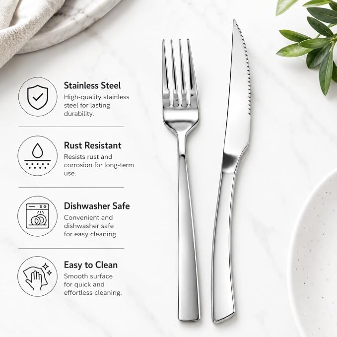 SANTUO 20-Piece Steak Knife and Fork Set - Image 3