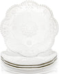 Tebery Set of 4 Ceramic Dinner Plate, 10.5 Inch Large Embossed Lace Salad by Tebery